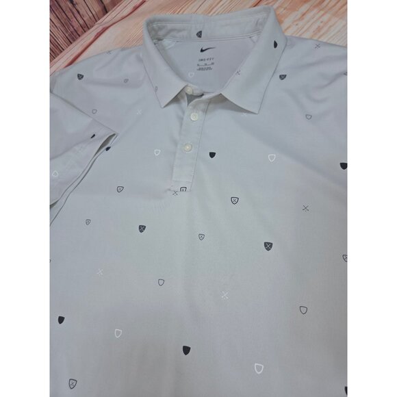 Nike Mens Dri-Fit Polo Shirt XL Light Gray With Black Geometric Pattern - Picture 4 of 7